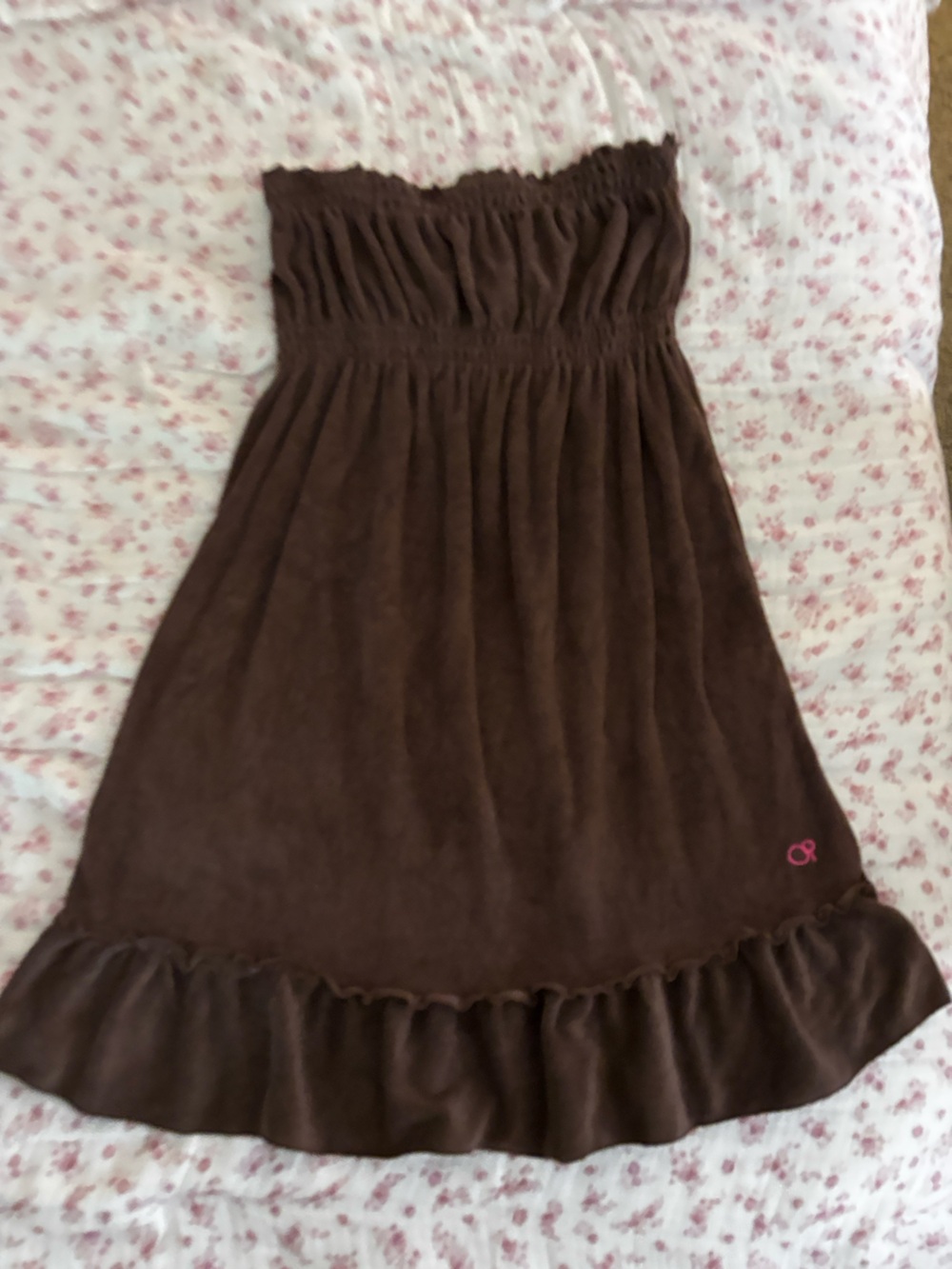 OP Brown Gathered Waist Mini dress with Subtle Logo